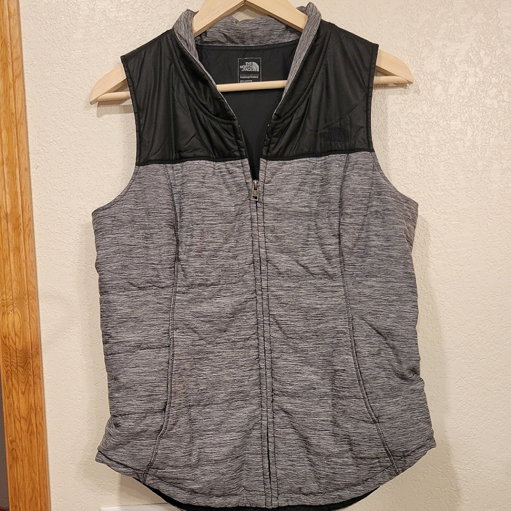 The North Face Gray and Black Quilted Vest